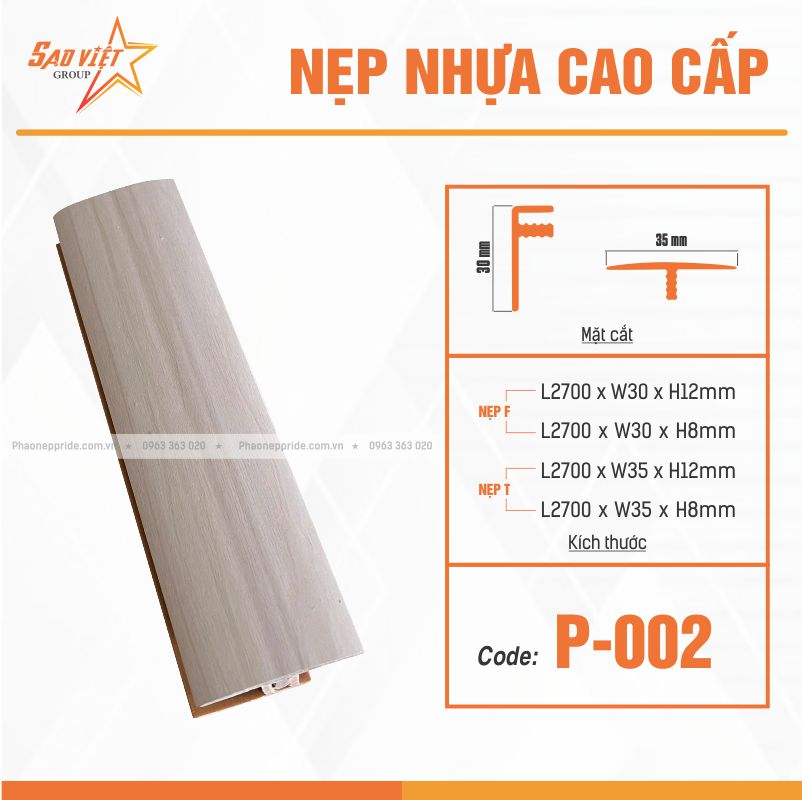 NẸP NHỰA VÂN GỖ MÃ P-002
