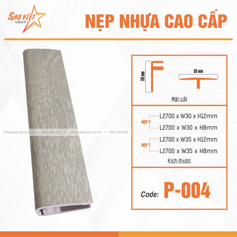NẸP NHỰA VÂN GỖ MÃ P-004