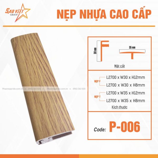 NẸP NHỰA VÂN GỖ MÃ P-006