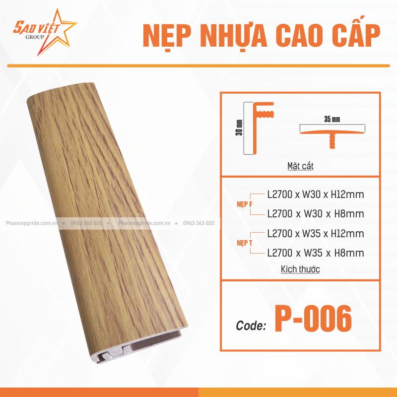 NẸP NHỰA VÂN GỖ MÃ P-006