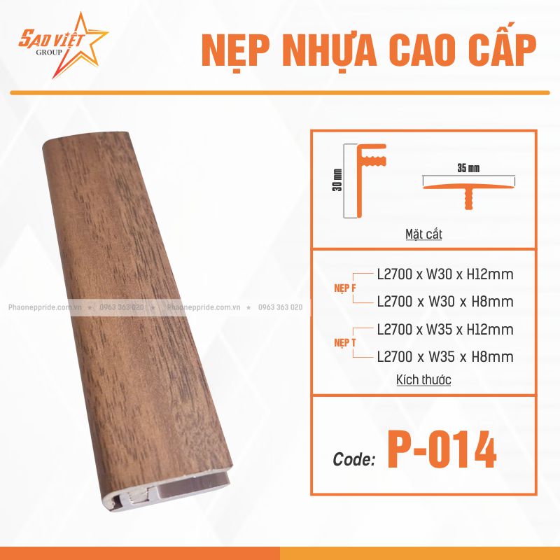 NẸP NHỰA VÂN GỖ MÃ P-014