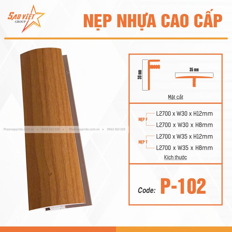 NẸP NHỰA VÂN GỖ MÃ P-102