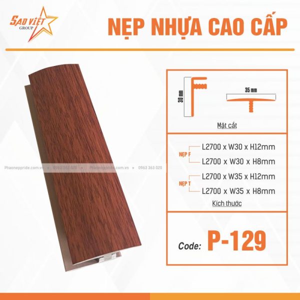 NẸP NHỰA VÂN GỖ MÃ P-129