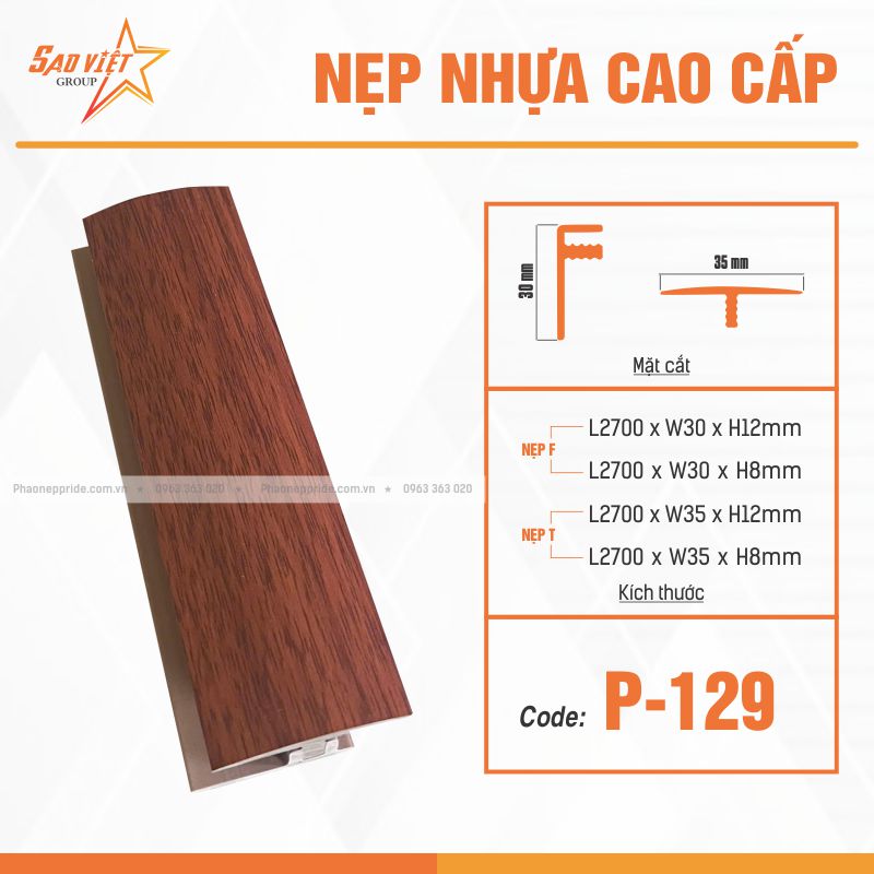 NẸP NHỰA VÂN GỖ MÃ P-129