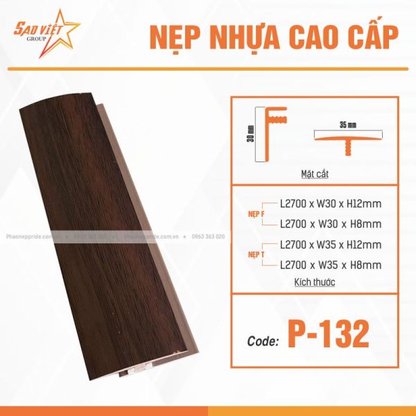 NẸP NHỰA VÂN GỖ MÃ P-132