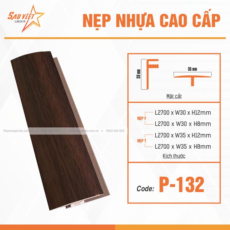 NẸP NHỰA VÂN GỖ MÃ P-132